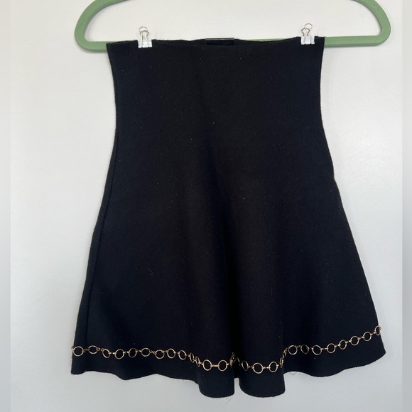 Zara Knit High Waisted Skirt with Gold Chain Design - Picture 1 of 4